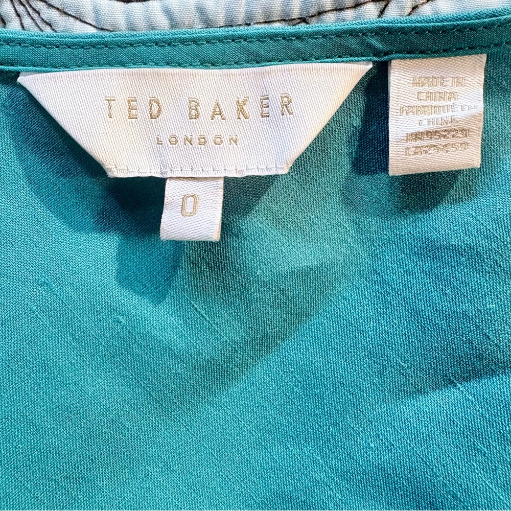 Ted Baker Lauica One Shoulder Linen Blend Mini Dress Turquoise Sz 0 US 2 🧡 - Picture 9 of 12